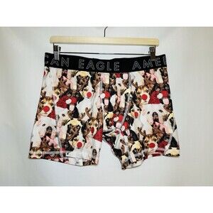 AMERICAN EAGLE Christmas‎ Holiday Puppy Dogs Deer Playful Boxer Shorts LARGE NWT